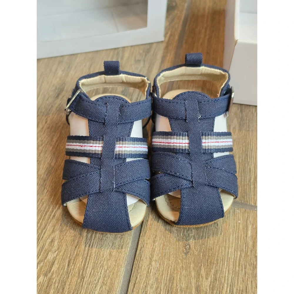 Robeez First Kicks Stuart Navy Blue Fisherman Sandals Baby Boys 12-18 Months NEW